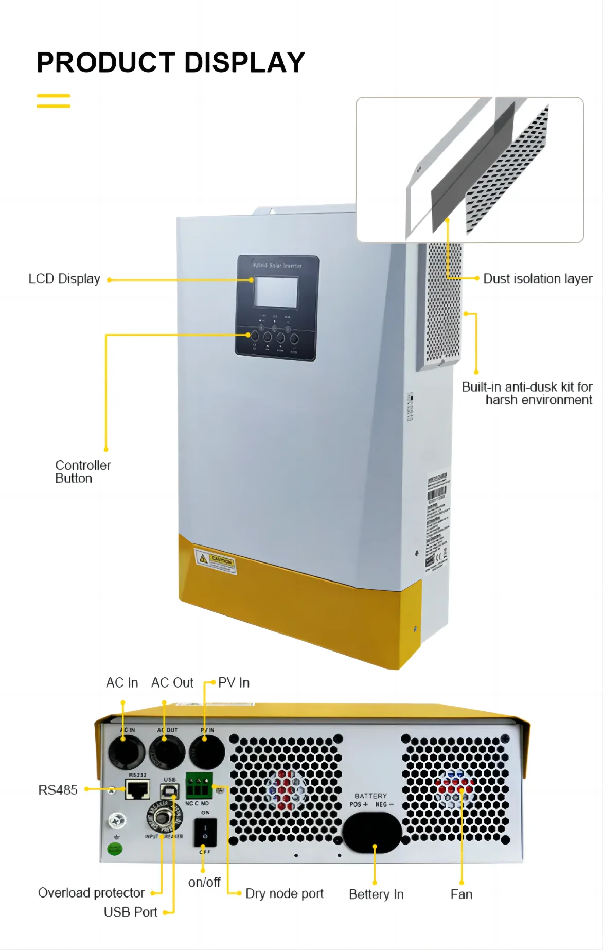 3KW 220VAC on grid off grid MPPT charge controller 60A pv micro inverter power wall with lithium battery inverter