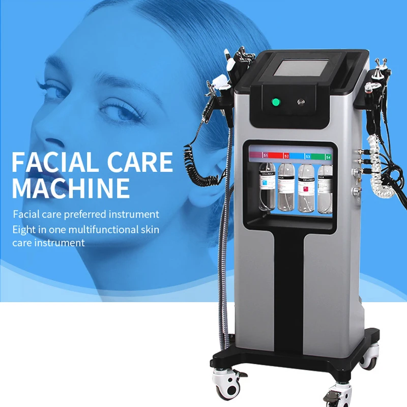 Factory Price 8 In 1 Hydra Dermabrasion Machine Oxygen Jet Aqua Facials Skin Care Cleaning Facial Machine 8/10/12 Handles