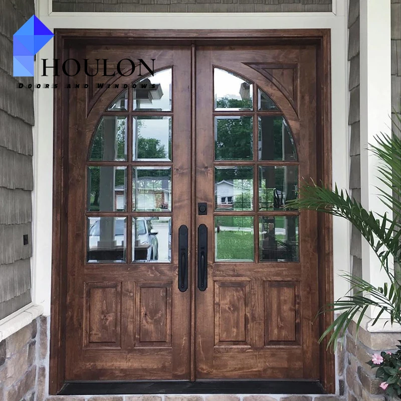 China Factory Price Modern Wood Doors Smart Lock System Designs Red Oak Entrance Front Door