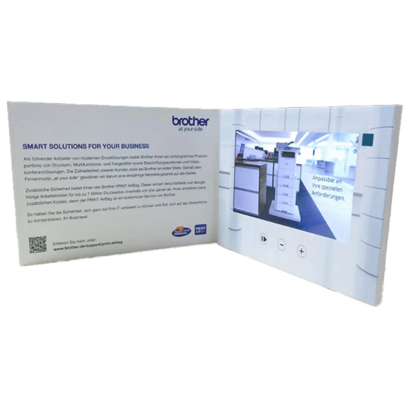 7 inch advertising video brochure LCD video screen greeting cards factory video player greeting card