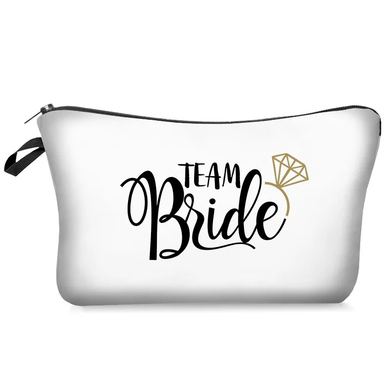 Digital printing polyester best friend bridesmaid gift bridal makeup cosmetic bag for wedding party decoration