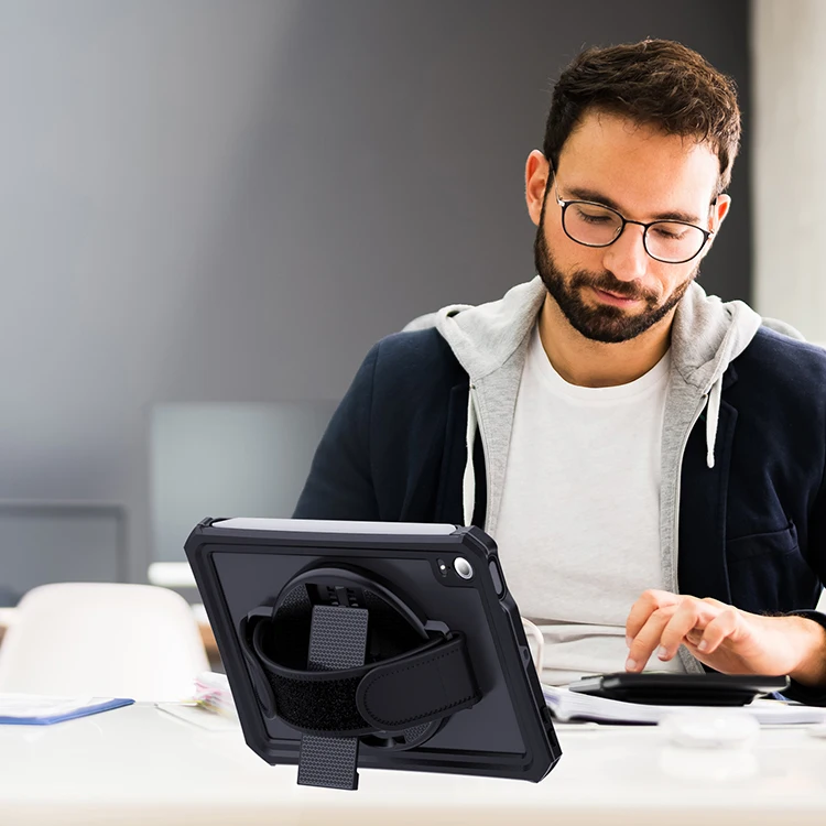 Universal 360 Degree Rotatable Black Loop Fastening Handle Grip With Adhesive Patch Tablet Hand Strap Holder For Tablet PC