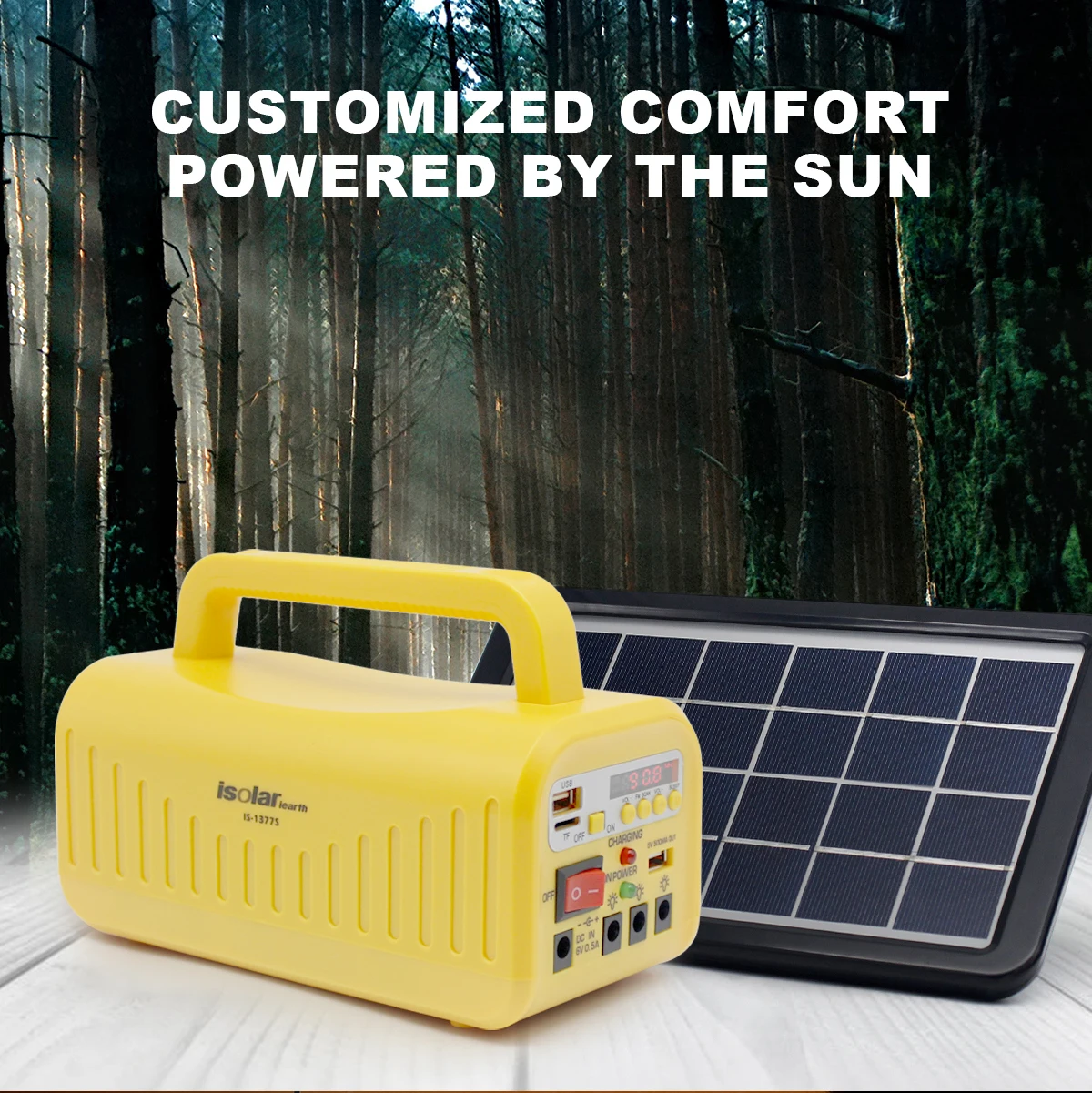IS-1377S/BT Off Grid Small Music Mini Portable Audio Speaker Usb Radio Solar Power Panel  Kit System Energy Generator