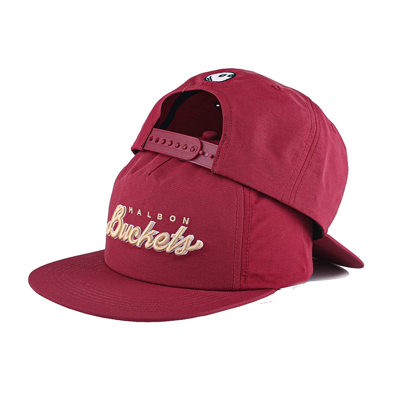 Nylon Unstructured 5 Panel Snapback Hat With Rope on Brim