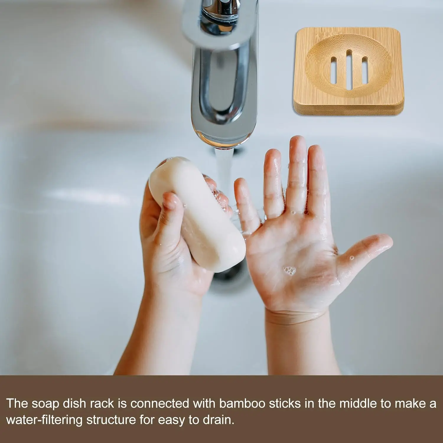 Wholesale Portable Bamboo Soap Dish Bathroom Wooden Soap Box Tray Holder Container With Drain