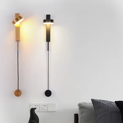 Black Gold Simple Rotating LED Indoor Wall Lamp Aluminum Body Decorative Aisle Rotary Switch for Bedroom Living Room Home