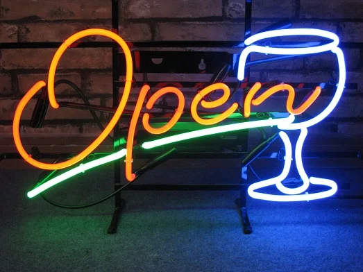Oem china suppliers free design shop window decoration custom neon light sign metal grid open glass neon light sign