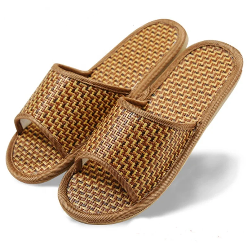 
Men Natural Bamboo Rattan Summer Comfort Slippers Women Indoor Home Slippers Non-slip Slippers Unisex 