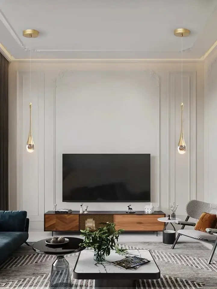 Gold Luxury Modern Water Rain Drop Pendant Light Led Hotels Crystal Small teardrop chandelier crystals