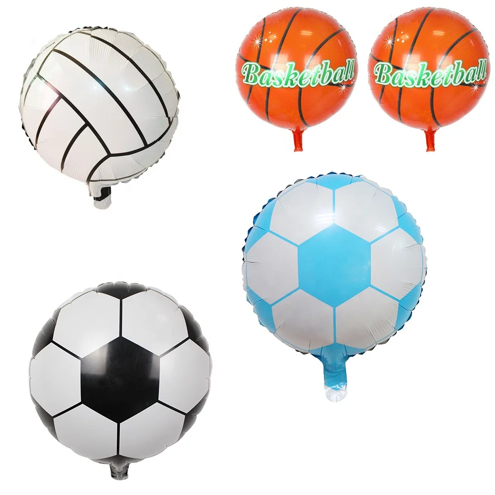Kids birthday globos basketball/volleyball/football shape balloons foil sports party round printed balloon decoration