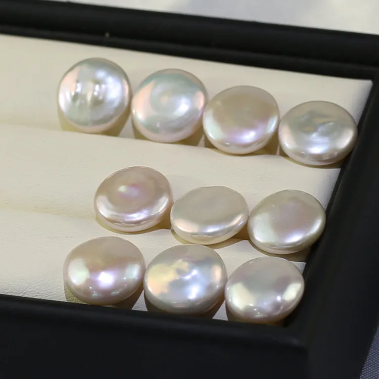 FEIRUN 14-15mm good quality unidrlled half drilled coin loose pearl  pearl oyster freshwater