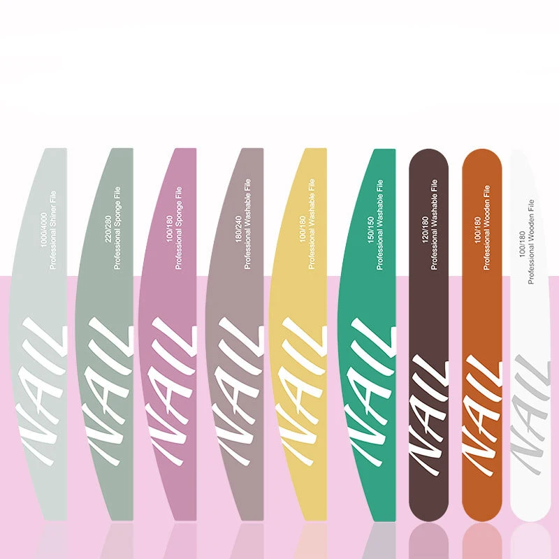 Private Label Diamond Shape Abrasive 80/100/120/150/180 Polishing Grit Emery Board Zebra Nail File Washable Nail Sponge Buffer