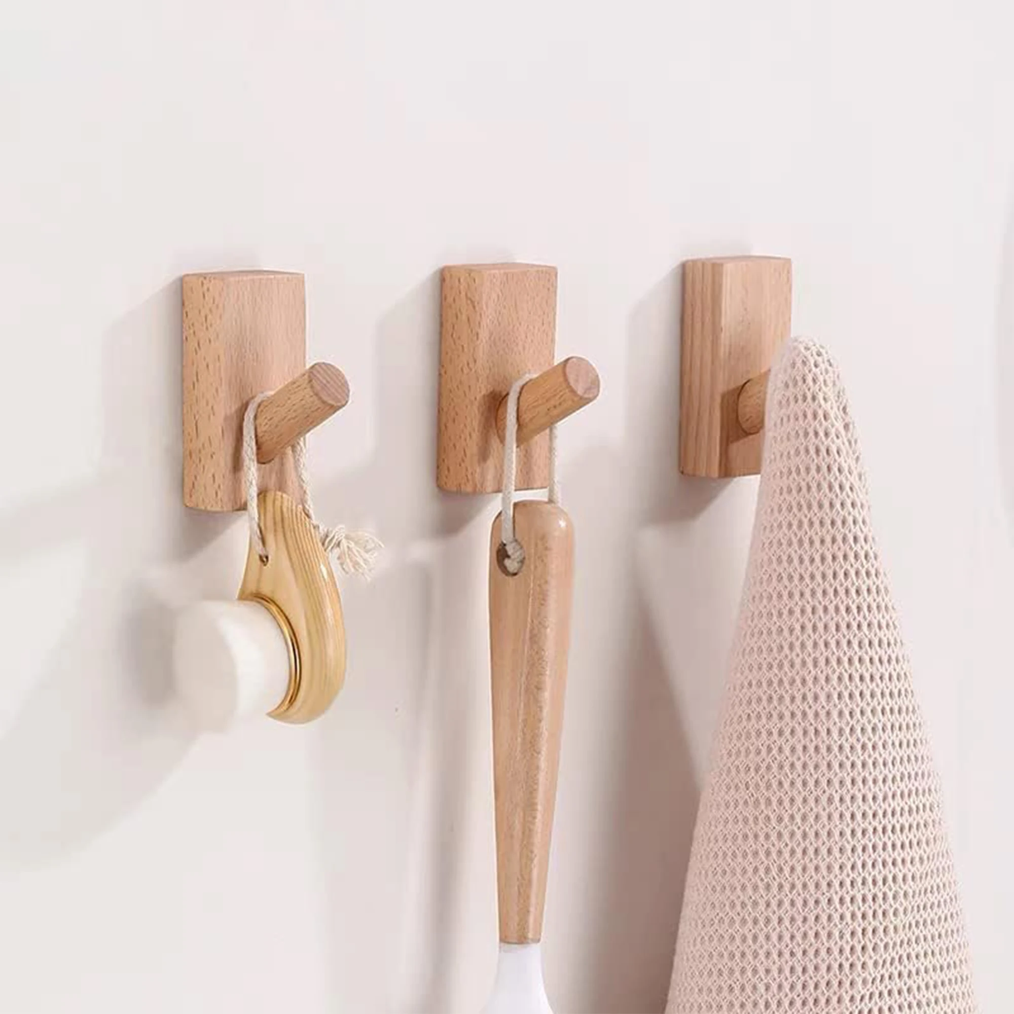 Customized Eco-Friendly Bamboo Wood Home Coat And Hat Hook Minimalist Style Bag Hooks