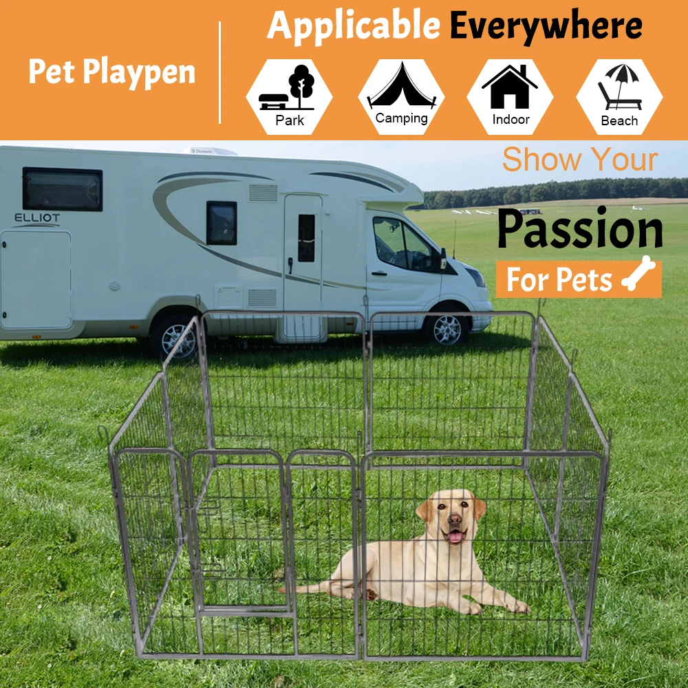 Outdoor Puppy Pet Gates & Pens, Dog Fence Enclosure For Exercise Foldable Dog Playpen