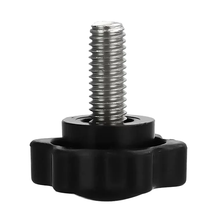 Six Star Black Knob Plastic Head Steel M6 M8 M10 Screw Rod Thumb Screw