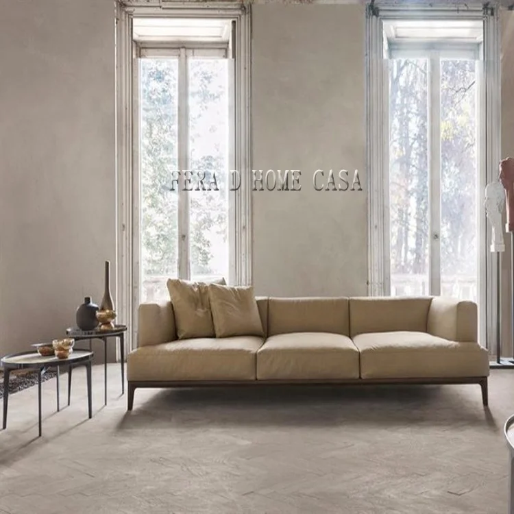 minimalist modern leather sofa ASH wooden frame wholesale 3 meter sofa