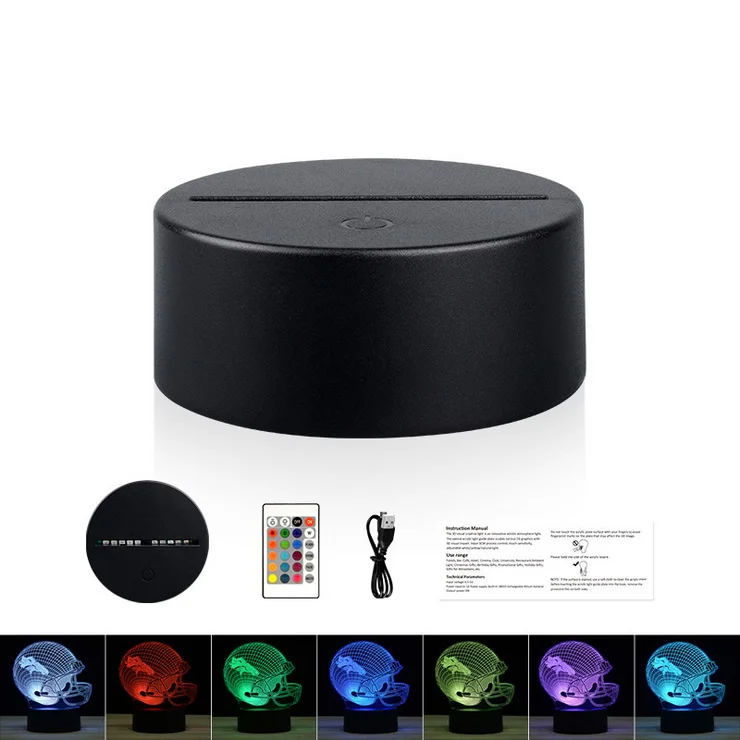 16 Colors RGB LED Lamp Bases for 3D Led Night Light Lamp ABS Acrylic Black Touch Base with USB Cable and Remote Control