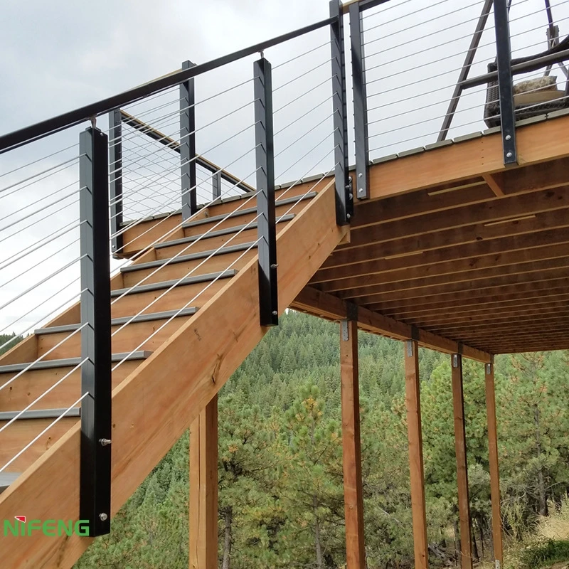 NIFENG cable railing low maintenance balcony stainless stair black side mounted post deck outdoor railing