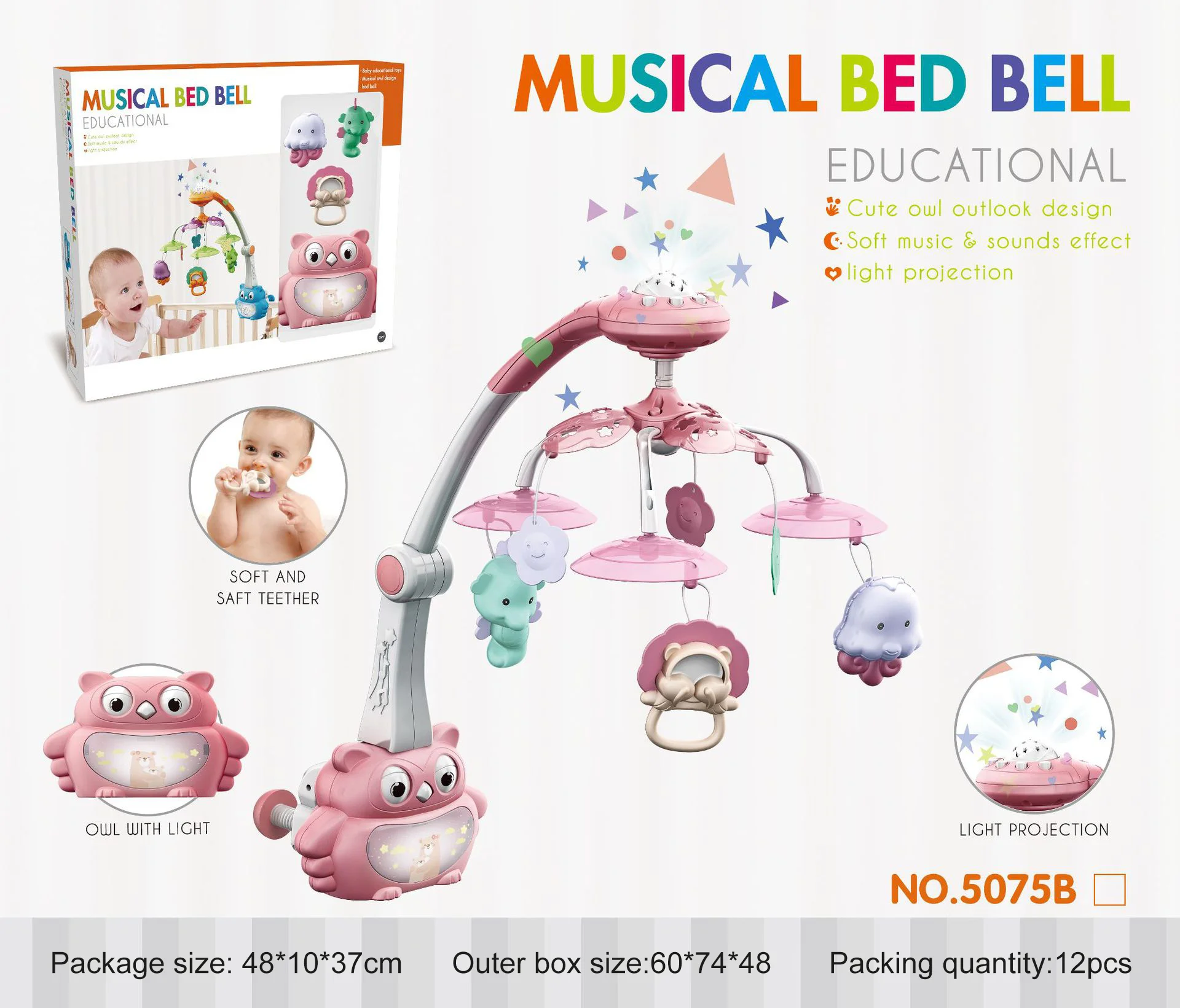 Baby comfort toy crib rattle projection and scratch