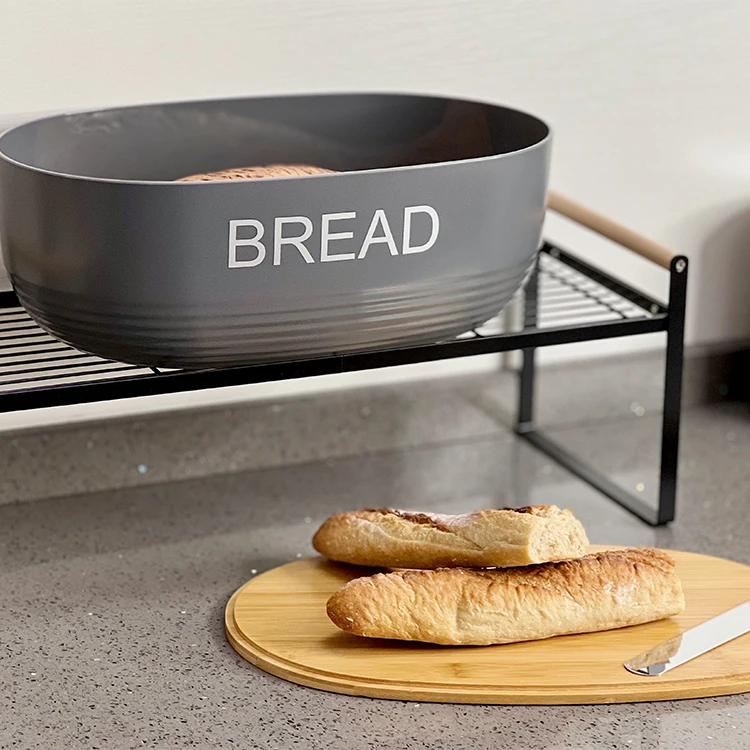 Food Grade Material Bread Box Kitchen Food Storage Product Bamboo Lid Plastic Bread Storage Box