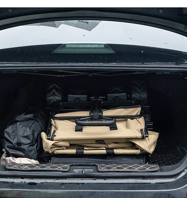 Outdoor Collapsible Off-Road Camping Cart Shopping Trolley Home Pulling Tools Cart 8 Inch Ground Camping Cart