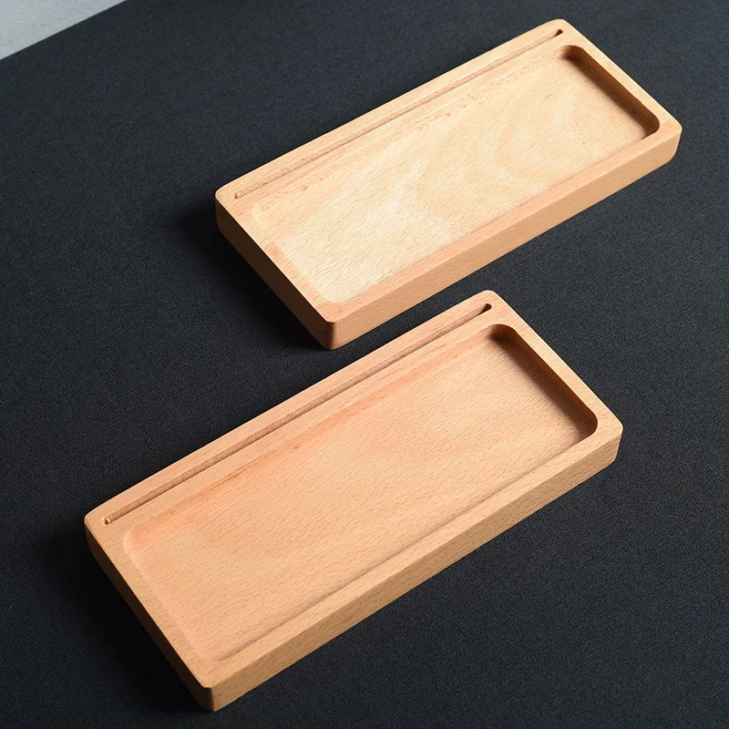 Japanese style tableware plate wood plate beech rectangle tray meal menu business card base sticky note holder