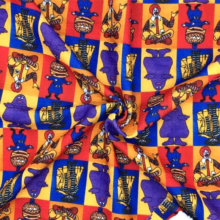 1/2 Yards Wholesale Coffee Beans Hamburger Print Bullet Bubble Knits Spandex Fabric For Diy Baby Bows 19537