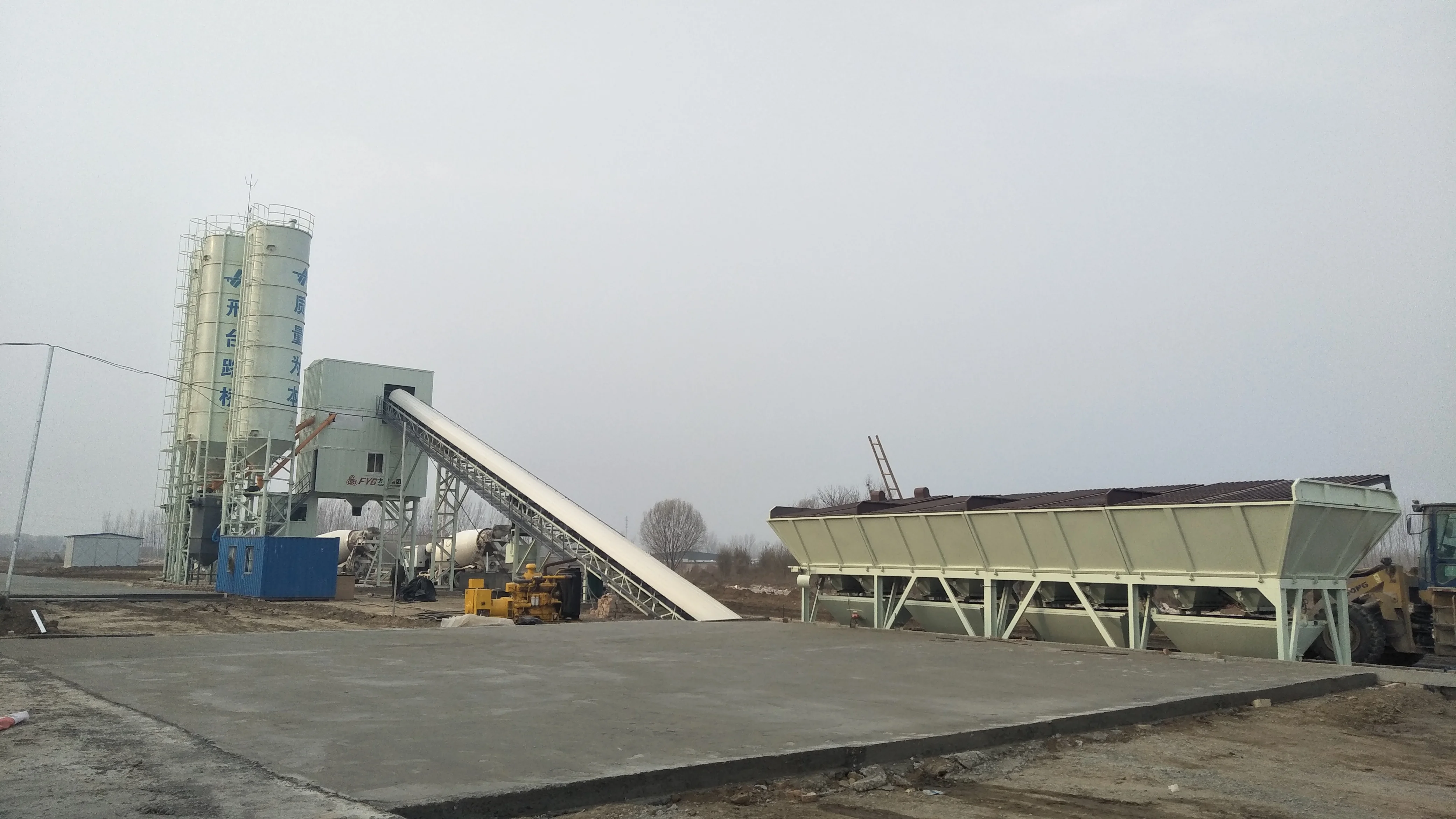 HZS90 Electric Belt Conveyor Feeding Type Small Fixed Ready Mix Concrete Batching Plant New Production Line Cement Mixer Beton