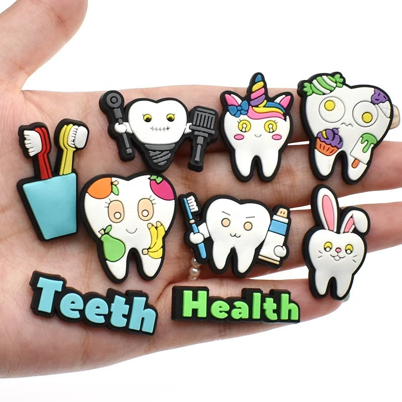 Wholesale Teeth Health Doctors Dentist Nurse PVC Shoe Charms Dental Teeth pvc Shoe Charms For Clog Shoes
