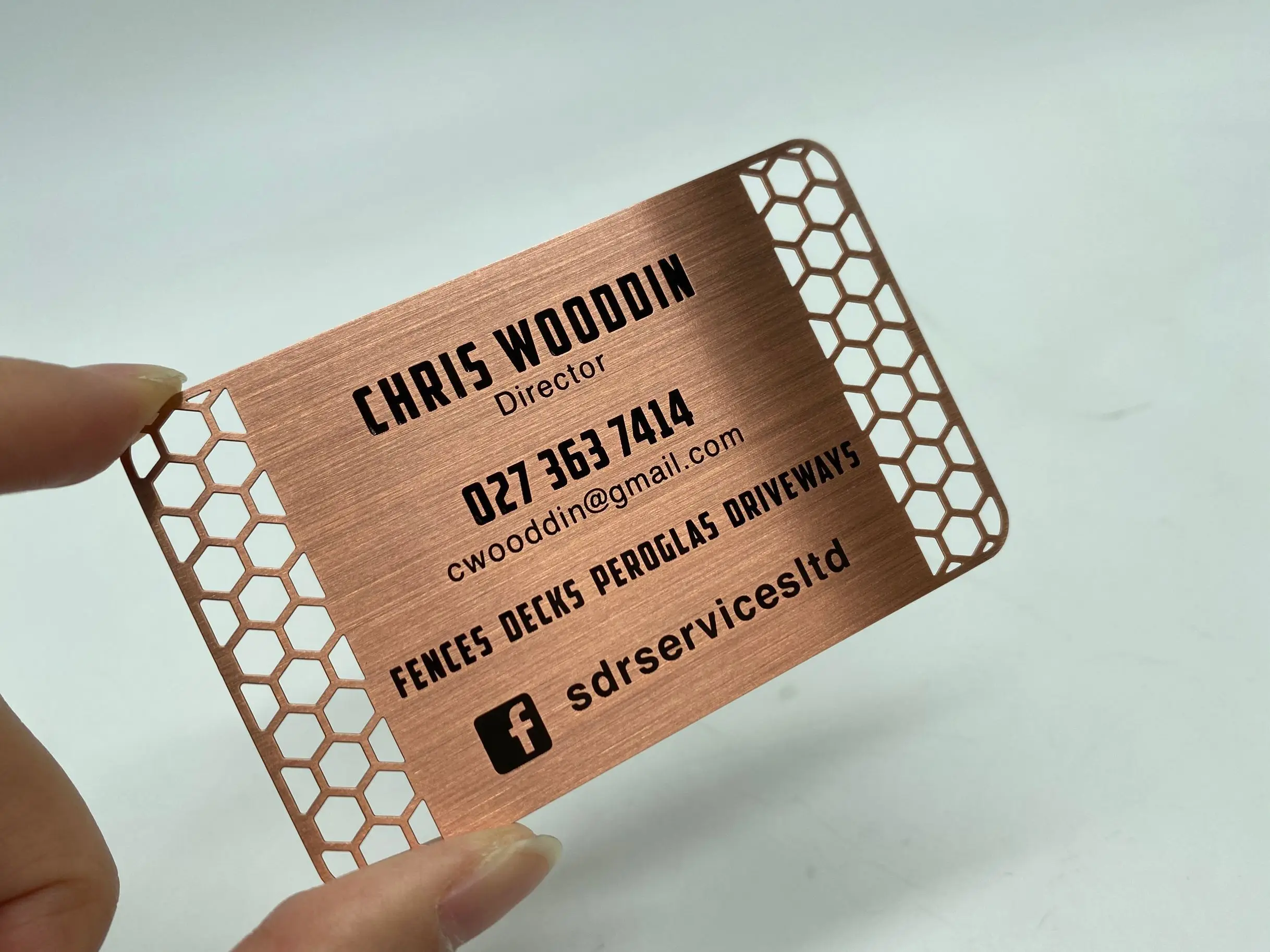 rose gold metal business card