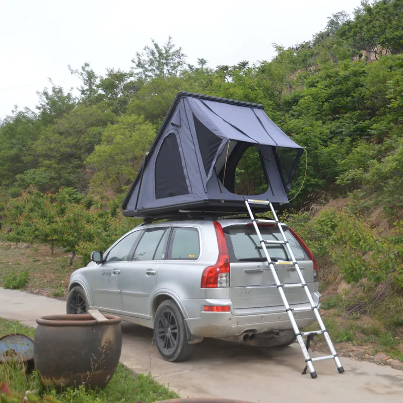 4x4 Top SUV Aluminum Triangle Hard Shell Camping Car Roof Top Tent with Roof Rack