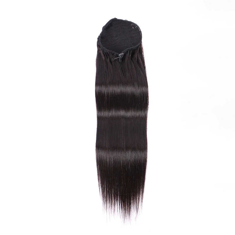 Cheap Price Brazilian 1b Natural Black Pony Tail Virgin Raw Human Hair Drawstring Ponytails Hair Extensions