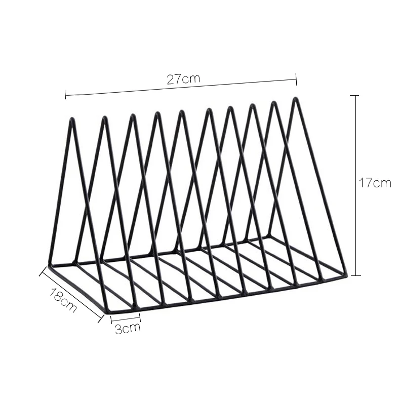 Nordic Simple File Magazine Storage Box Office Shelf Ornament Wrought Iron Triangle Bookcase Desktop Storage Rack
