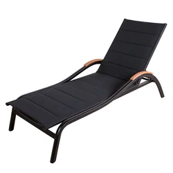 Hot Sale Fold Out Luxury White Deck Chair Beach Plastic Wood Armrest Furniture Black Inside Pool Chaise Lounge Chairs For Home