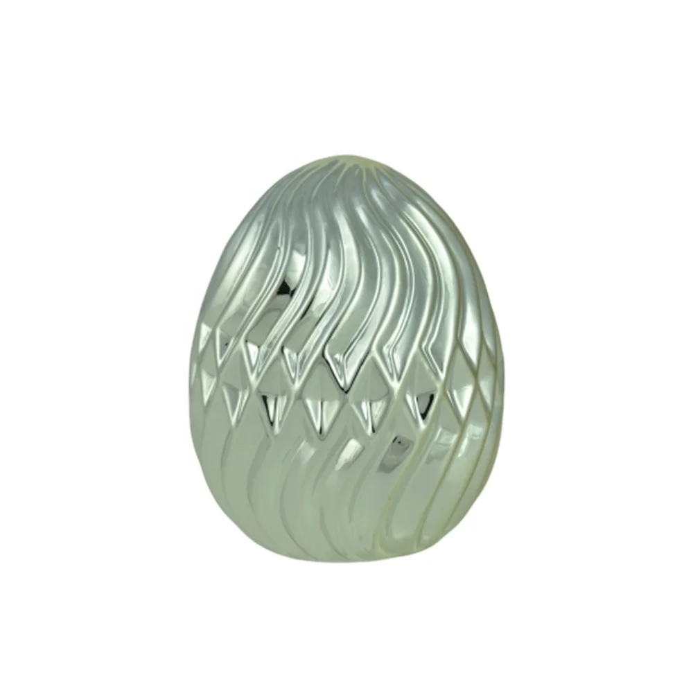 Easter Gifts Decoration Relief Texture Electroplating Silver Ceramic Egg