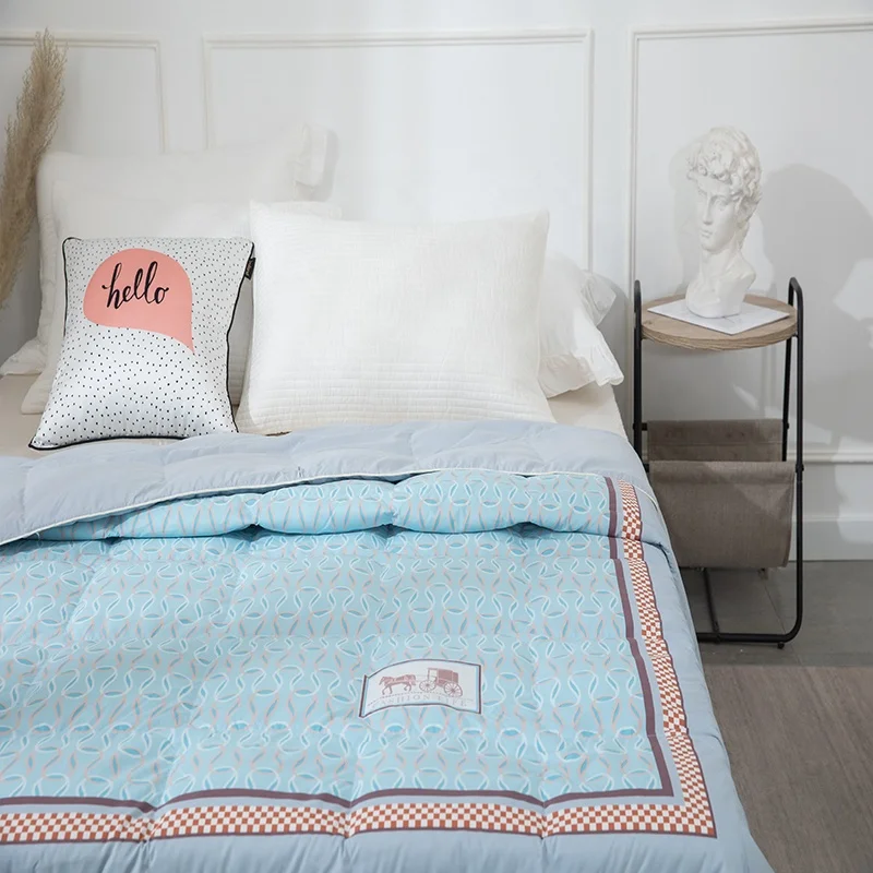 Оптовая продажа на заказ, пуховая накидка из пушистой утки и пера, Полиэстеровая внутренняя наполненная пододеяльник, летняя вставка для дома