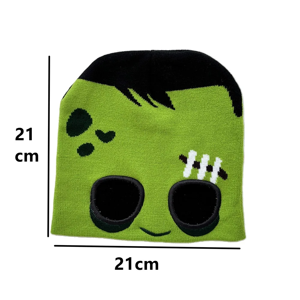 Wholesale Halloween personality funny eye-baring knitted jacquard thread hat thermal pullover hip hop all-in-one Halloween hat