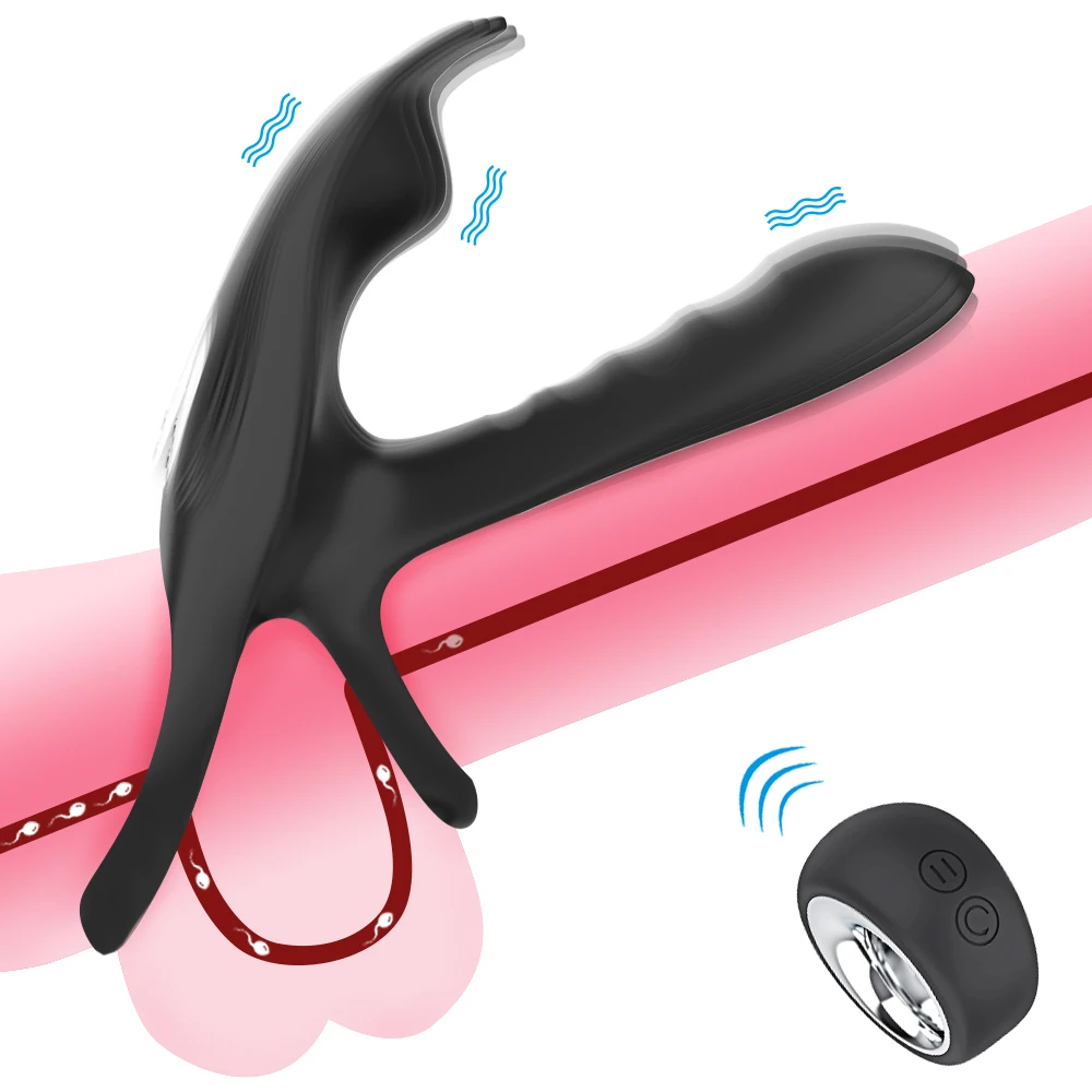 Cock Ring With Remote Control Silicone Reusable for Men Delay Ejaculation Erection Stimulate Women Clitoris Sex Toy Couple