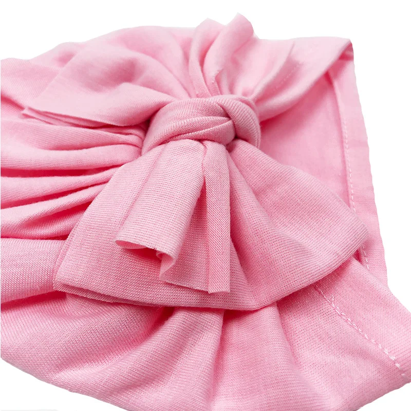 RTS Fashion Wholesale Pure Color Soft Cotton Spdandex Headwrap Headband Newborn Infant Baby Girls Knot Bow Hair Turban