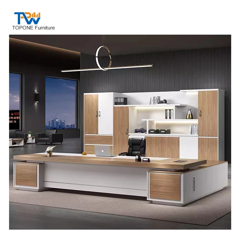 L Shaped Office Furniture Modern Wooden Boss Office Desk Manager Executive Office Desks Set