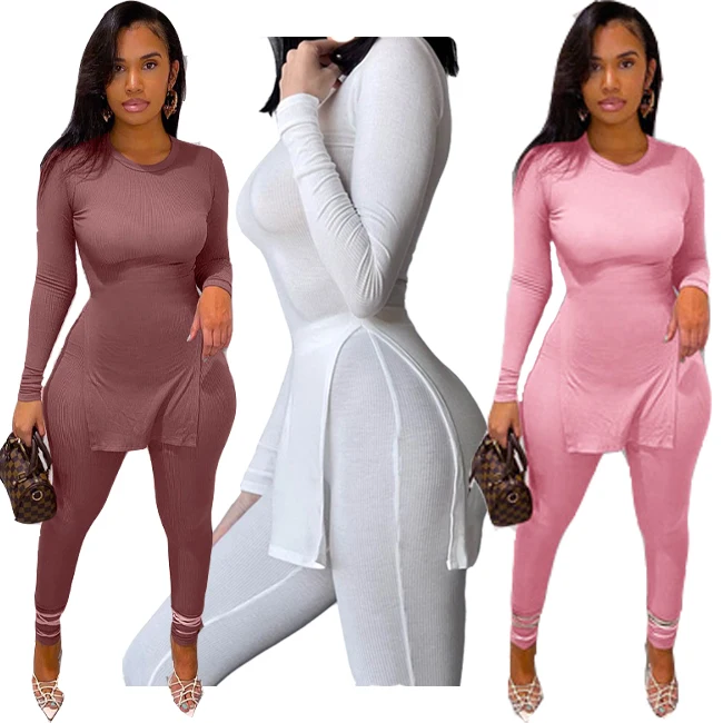 JL269 Casual Tracksuit Two Piece Set Women Tops and Pants Outfits Solid Sweatpants Set Women Pullover lounge sets women