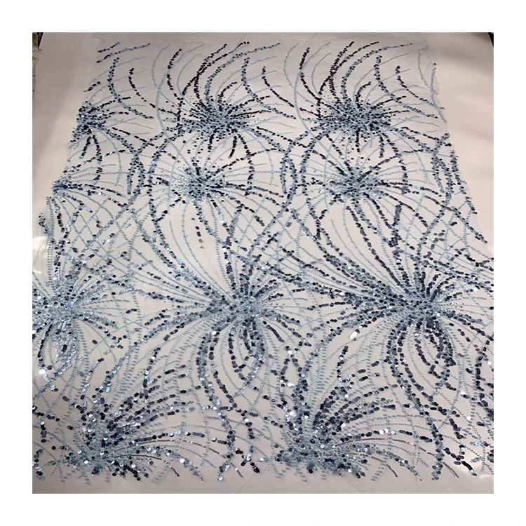 Personalise unique design other side flower fireworks pattern beaded sequins multicoloured guipure 3d lace fabric
