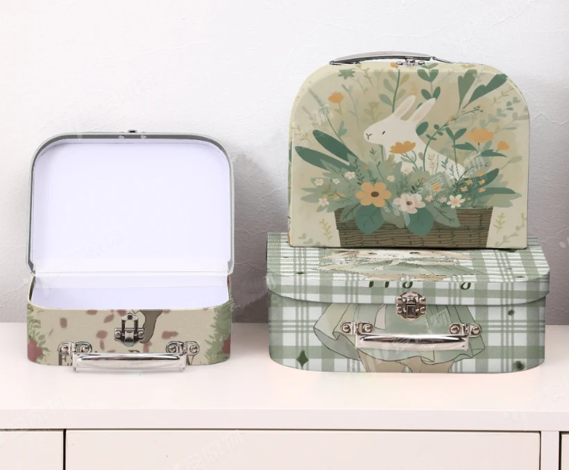 Custom New Design Lovely Children Toys Christmas Season Gift storage box paper suitcase Collection packaging box Store photos