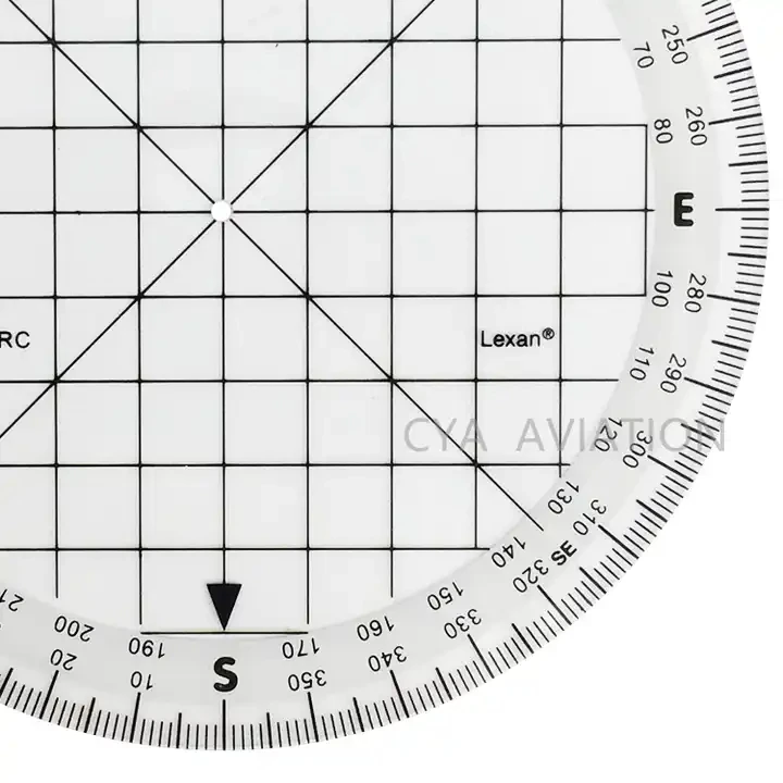 Clear Lexan Durable Circular Protractor 360 Degree Pilots Students Aviation Supplies Plotter for FAA Examination