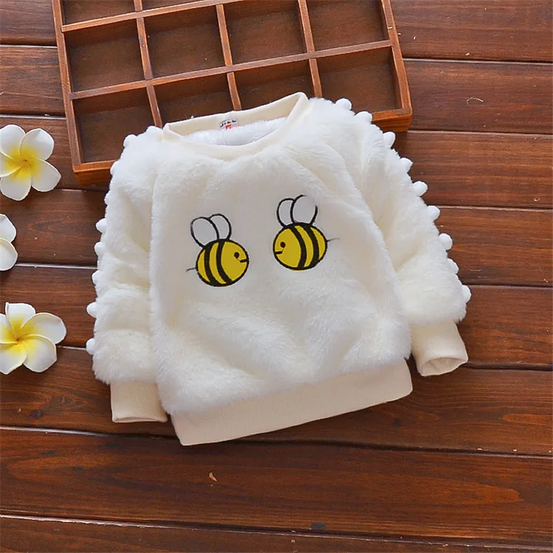 
Amazon the best seller high quality long sleeve warm rabbit fur bee wool sweater 6 48months small child girls pullover sweater  (1600119230599)