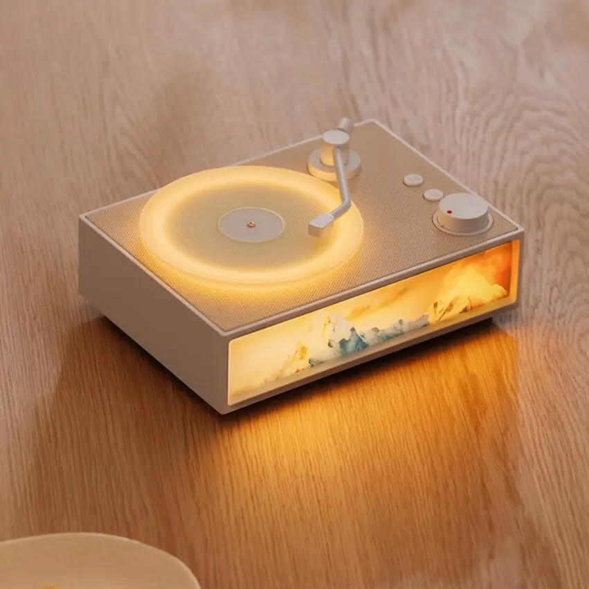 Creative Retro Wireless Speaker New Vinyl Record Design with Aromatherapy & Night Light Feature