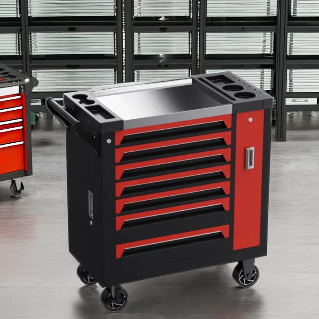 Seven-Drawer Auto Repair Tool Cabinet 258-Piece Set Heavy Duty Metal Iron OEM Supported Powder Coating Storage Workshop Use
