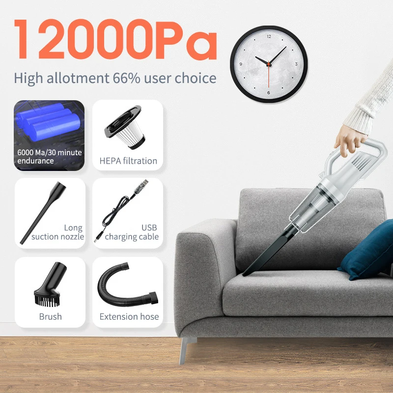 Wholesale Home Wireless 12000Pa Strong Strong Suction Quick Dust Removal Hand Stick Vacuums Cleaner