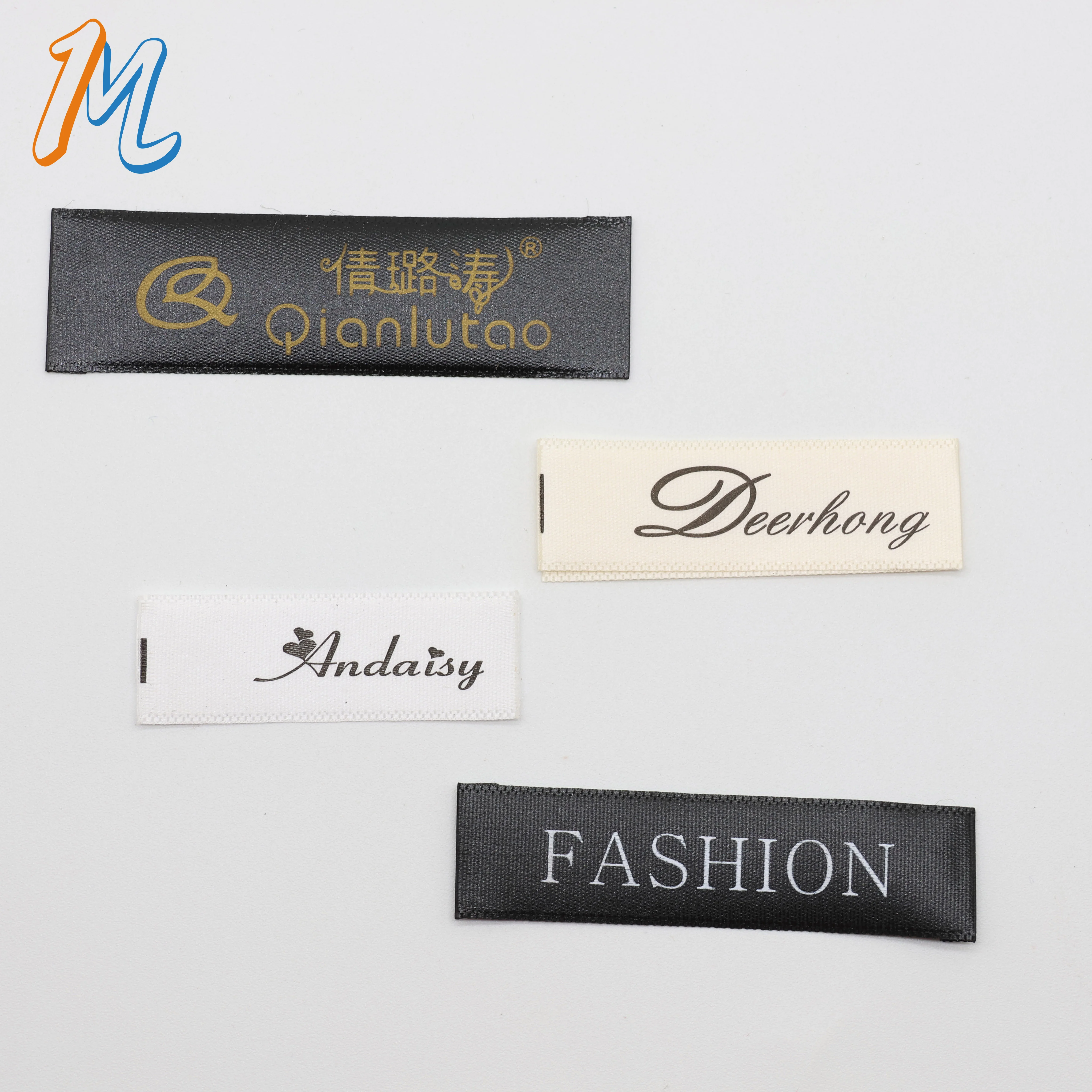 Woven White Garment Labels Clothing Manufacturer Fabric Tags Iron On Neck Cotton Custom Made Logo Label for Clothes