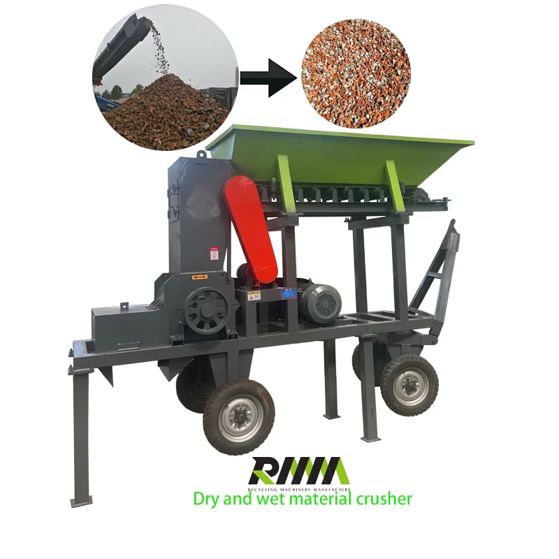 Electric Glass Bottles Hammer Crushing Machine Mining Mobile Gold River Stone Crusher Hammer Mill With Screen